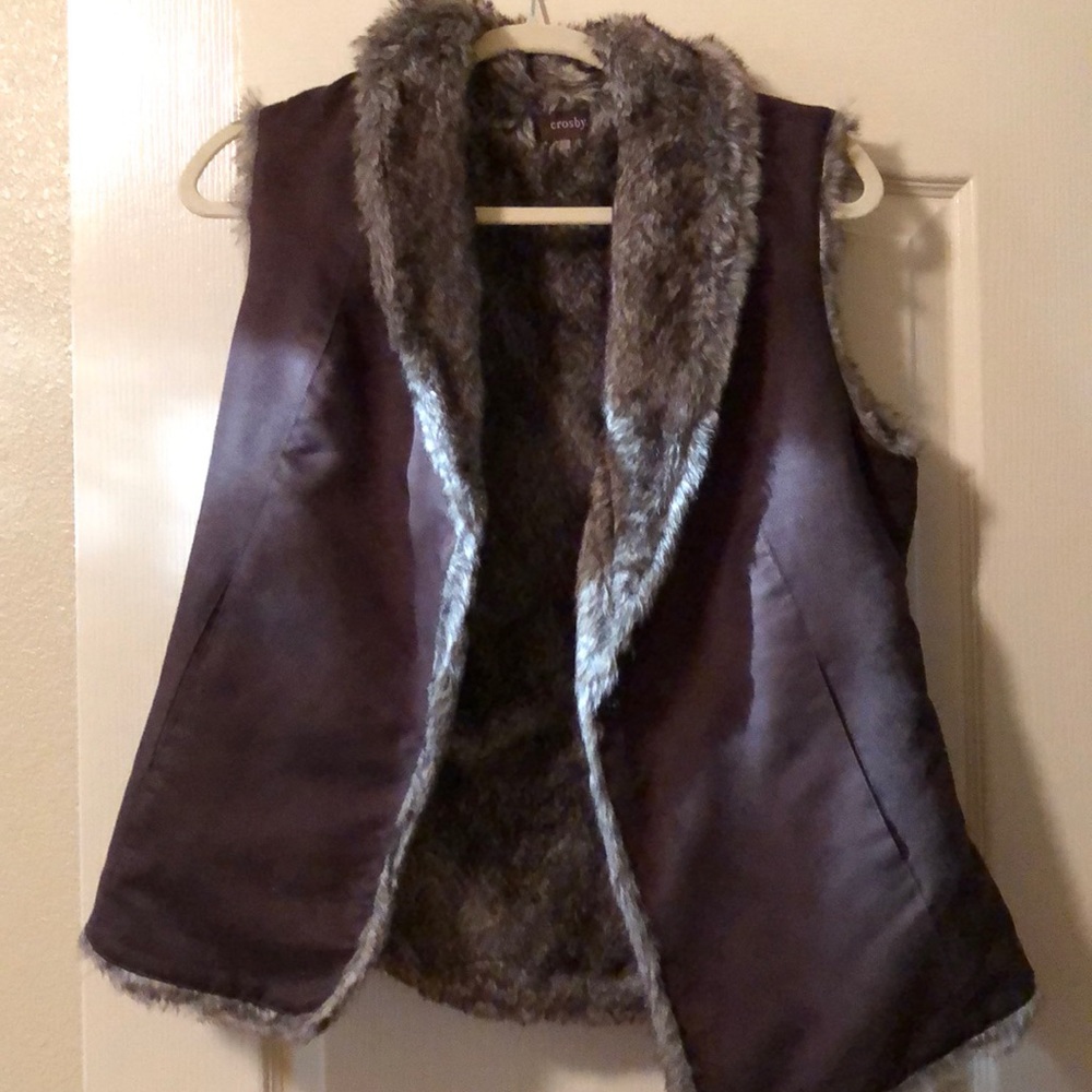 Brown faux fur vest
